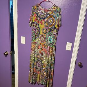 Johnny Was stylish Vibrant Maxi Dress multicolor stretch spring abstract bold